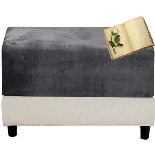 Ottomane Bezug Rechteckig Quadratisch Hockerbezug Quadratisch 40 55 70 80CM Bezug Hocker Grau/Grün Hocker überzug Fußhocker Sitzhocker Elastisch Husse Hockerabdeckung ( Color : #18 , Size : 50-68cm/20 von Miecoae