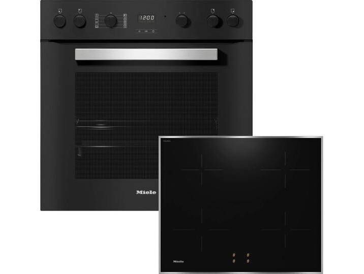 MIELE Induktions Herd-Set H2459I D OBSW + KM 7061 FR , A+ (A+++-D), schwarz (obsidianschwarz), Herdsets, Herd-Set - Herd mit 2 FlexiClip-Auszügen sowie Induktionskochfeld, Topseller von Miele