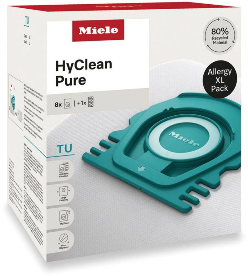 Miele Staubsaugerbeutel XL-Pack Allergy Staubsaugerbeutel HyClean Pure TU, passend für Miele, 9 St., Miele Original Zubehör von Miele