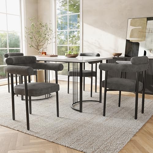 4 Esszimmerstühle, Moderne und Schlichte Esszimmerstühle aus dunkelgrauem Wildlederstoff, Bequeme Ringsitze, geeignet für Esszimmer, Wohnzimmer und Arbeitszimmer, in Mehreren Farben erhältlich 4 Esszimmerstühle, Moderne und Schlichte Esszimmerstühle aus dunkelgrauem Wildlederstoff, Bequeme Ringsitze, geeignet für Esszimmer, Wohnzimmer und Arbeitszimmer, in Mehreren Farben erhältlich von Mielvu