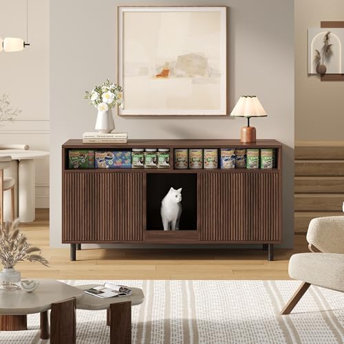 Katzentoiletten-Schrank/Katzenstreuwanne-Schrank mit Sandauffangmatte, Haustier-Schrank mit Ablage, Haustier-Sideboard/TV-Schrank, ohne Katzenstreuwanne, 120x50x66cm, Nussbaumfarbe Katzentoiletten-Schrank/Katzenstreuwanne-Schrank mit Sandauffangmatte, Haustier-Schrank mit Ablage, Haustier-Sideboard/TV-Schrank, ohne Katzenstreuwanne, 120x50x66cm, Nussbaumfarbe von Mielvu