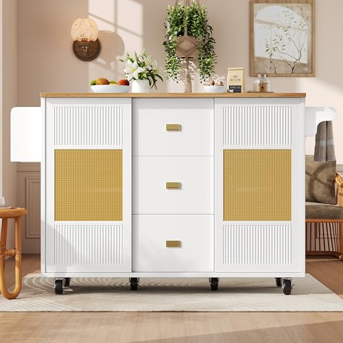 Kücheninsel,küchenmöbe,Küchenschrank kücheninsel freistehend,Buffetschrank,120x73(45) x90cm,ausziehbarer Küchenwagen mit Rollen, Handtuchhalter, Gewürzregal, verstellbaren Einlegeböden, weiß von Mielvu