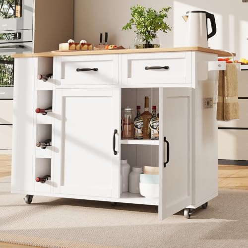 Mielvu Kücheninsel, Küchenwagen mit Steckdosenleiste ausgestattet, Küchenschrank, Abnehmbare Servierwagen mit Weinregal,buffetschrank, Speisewagen mit Holzmaserung, buffetschrank, weiß Mielvu Kücheninsel, Küchenwagen mit Steckdosenleiste ausgestattet, Küchenschrank, Abnehmbare Servierwagen mit Weinregal,buffetschrank, Speisewagen mit Holzmaserung, buffetschrank, weiß von Mielvu
