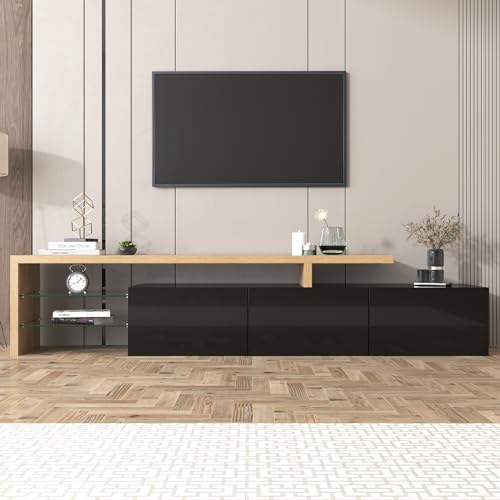 Modernes TV-Schrank-Design: Stilvolle Eleganz, praktischer Stauraum, Hochglänzendes Schwarz, Holzoptik, Glasböden, LED-Beleuchtung Modernes TV-Schrank-Design: Stilvolle Eleganz, praktischer Stauraum, Hochglänzendes Schwarz, Holzoptik, Glasböden, LED-Beleuchtung von Mielvu