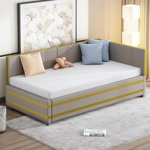Polsterbett Sofabett 90 * 200 Multifunktionsbett mit Lattenrost Hautfreundlicher Samtstoff (dunkelgrau) von Mielvu