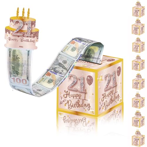Geldgeschenke Geburtstag Überraschungsbox für Frauen 21 Geburtstag Surprise Box,Rosegold DIY Geburtstag Geschenkverpackung Geldgeschenke Verpackung,Rosa Gold Geldgeschenk Happy Birthday Tortendeko von Mienocol