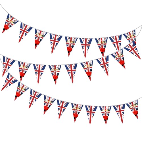 VJ Day Wimpelkette zum 80. Jahrestag, VJ Day 80 Jahre Wimpelkette mit 30 dreieckigen Flaggen, 80 Jahre Sieg in Japan, Souvenir-Flagge von Mienocol