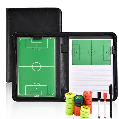 Miershanwell Magneten Taktiktafel Fußball Trainermappe, Professional Taktikboard Fussball für Trainer, Taktikmappe Soccer Football Coaching Board fußball zubehör mit Magnete, Stifte, Radiergummi von Miershanwell