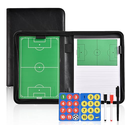Miershanwell Magneten Taktiktafel Fußball Trainermappe, Professional Taktikboard Fussball für Trainer, Taktikmappe Soccer Football Coaching Board fußball zubehör mit Magnete, Stifte, Radiergummi von Miershanwell