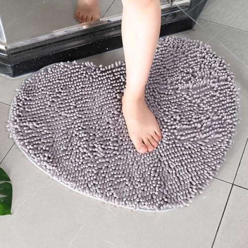 Herzförmige Mikrofaser-Badematte, saugfähig, Chenille, 50 x 60 cm, 70 x 80 cm, Badematte für Küche, Schlafzimmer, Schlafsaal, Pool, Badezimmer, Teppiche (grau, 70 x 80 cm) von Mifeiwukawa