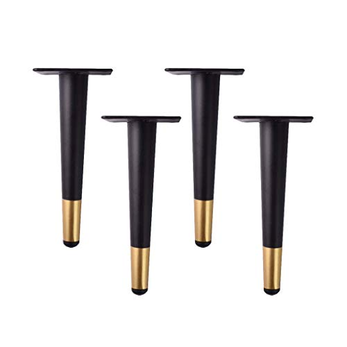 Mifeiwukawa Möbelstützbeine, Metall, gerade, kegelförmig, für Möbel, Sofa, Schrank, Tischbeine, Möbel-Ersatzbeine, Schwarz, Gold, 15 cm, 4 Stück von Mifeiwukawa