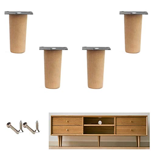 Möbelstützbeine aus massivem Buchenholz, Ersatzfüße, für Sofa, Bett, vertikales Küchentischbein, Esstisch, Couchtisch, für Schrank, Bank, TV-Schrank, mit Montagezubehör (10 cm), 4 Stück von Mifeiwukawa