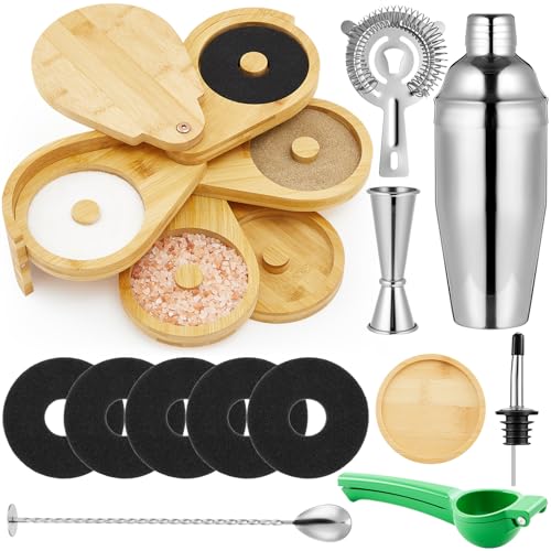Mifoci Margarita-Salz-Rimmer-Set, Bambus, 5-stöckig, Cocktail-Shaker-Set, Messbecher, Rührlöffel, Zitruspresse, Eisfilter, Untersetzer, Bar-Zubehör für Hausparty-Geschenk, 9-teilig Mifoci Margarita-Salz-Rimmer-Set, Bambus, 5-stöckig, Cocktail-Shaker-Set, Messbecher, Rührlöffel, Zitruspresse, Eisfilter, Untersetzer, Bar-Zubehör für Hausparty-Geschenk, 9-teilig von Mifoci