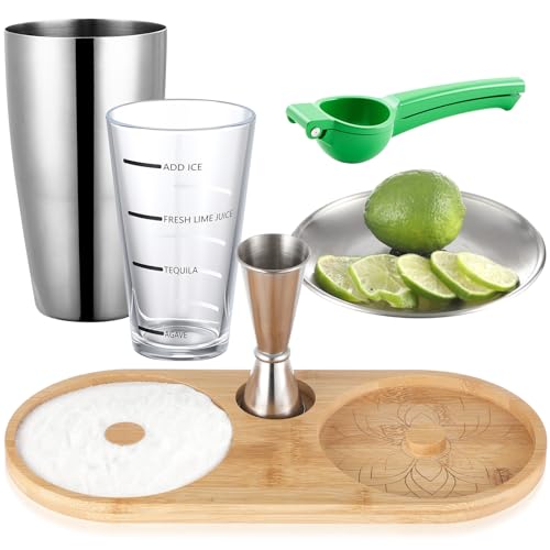Mifoci Margarita-Set mit Holz-Salz-Rimmer, Margarita-Streuer, Handentsafter und Messbecher, Barkeeper-Werkzeug, benötigtes Set, Geschenkset für Cocktails, Zuhause, Barzubehör von Mifoci