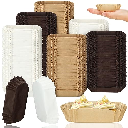 Mifoci Ovale Cupcake-Papiere, Einweg-Brownie-Backförmchen, Kuchen, Kastenform, Mini-Muffin-/Cupcake-Förmchen für Hochzeiten, Geburtstage, Babypartys (solider Stil), 600 Stück von Mifoci