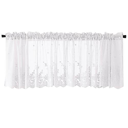 Küchenfenster Halbe Fenstervorhänge, Cafe/Living Halbfenstervorhänge, Modern Lace Jacquard Sheer Tier Vorhang (Breite 130 cm/Höhe 41 cm, weiß) von Mify