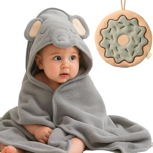 Babyhandtuch mit Kapuze - Weiches Badetuch aus Korallenfrottée für Neugeborene | 80x80 cm mit Süßen Tierkapuzen zum Baden, Schwimmen & Kuscheln von MigWoo