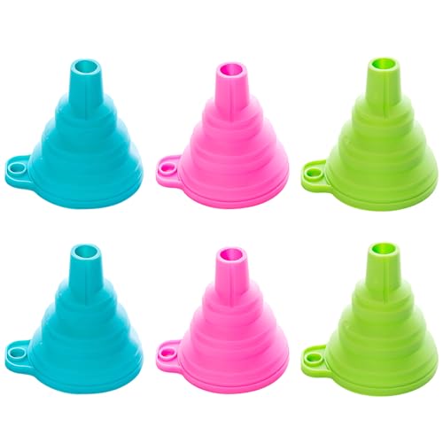 6 Stück Faltbare Silikon Trichter, Mini Trichter Für Küche, Bier, Öl Und Flüssigkeiten, 7,5 Cm X 6,5 Cm, Leicht Und Kompakt Für Unterwegs, Auto Und Haushalt von MigWoo