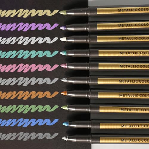MigWoo 10 Glitzerstifte, Metallic Stifte Set Mit 10 Farben, Lackstift Und Goldstift Für Schwarzes Papier, Steine, Holz Und Mehr, Ideal Für Scrapbooking, Kartenherstellung MigWoo 10 Glitzerstifte, Metallic Stifte Set Mit 10 Farben, Lackstift Und Goldstift Für Schwarzes Papier, Steine, Holz Und Mehr, Ideal Für Scrapbooking, Kartenherstellung von MigWoo