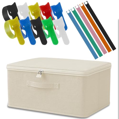 MigWoo Abschließbare Box Mit Zahlenschloss, Aufbewahrungsbox Sicher & Stapelbar, Verschlüssbare Kiste Für Kleidung, Spielzeug, Dokumente, INKL. 10 Klettverschlussbinder & 5 Gurte GRATIS (30x20x14 cm) MigWoo Abschließbare Box Mit Zahlenschloss, Aufbewahrungsbox Sicher & Stapelbar, Verschlüssbare Kiste Für Kleidung, Spielzeug, Dokumente, INKL. 10 Klettverschlussbinder & 5 Gurte GRATIS (30x20x14 cm) von MigWoo