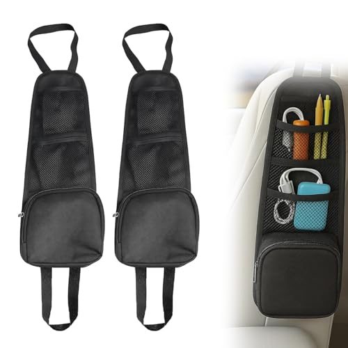 MigWoo Auto Organizer Beifahrersitz, 2 Stück Autositz Organizer, Praktische Sitz Organizer Auto Für Reisen, Kinder Snacks Und Spielzeug, Schwarz, 42 Cm, Aus Polyester Oxford von MigWoo