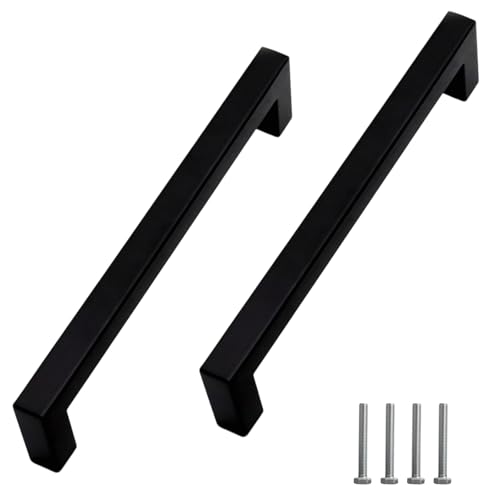 MigWoo schrankgriffe Schwarz, Küchengriffe Schwarz, [96mm Lochabstand] Türgriffe Küche, möbelgriffe 2 Stück Möbelgriffe Aus Edelstahl, Modernes Design für Küchenschränke, Badezimmer Und Schubladen von MigWoo