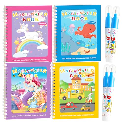 4 Stück Aqua Doodle Wassermalbuch Set, 4 Verschiedene Themen, Ideal Für Von 2-6 Jahren, Sauberes Malen Ohne Chaos, Perfekt Für Unterwegs Und Als Geschenk 4 Stück Aqua Doodle Wassermalbuch Set, 4 Verschiedene Themen, Ideal Für Von 2-6 Jahren, Sauberes Malen Ohne Chaos, Perfekt Für Unterwegs Und Als Geschenk von MigWoo