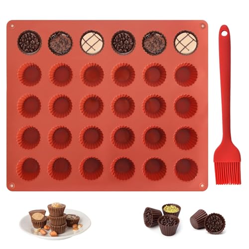 Pralinenform Silikon, 30 Mulden Schokoladenform Mit Pinsel, Silikonform Pralinen Für DIY Schokolade, Süßigkeiten Und Seifen, 28.6 X 24.3 X 1.8 Cm, Rot Pralinenform Silikon, 30 Mulden Schokoladenform Mit Pinsel, Silikonform Pralinen Für DIY Schokolade, Süßigkeiten Und Seifen, 28.6 X 24.3 X 1.8 Cm, Rot von MigWoo