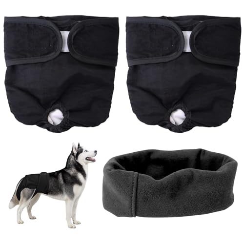 Hundewindeln Für Hündinnen 3 Stück - Läufigkeitshose Waschbar Mit Verstellbarem Höschen - Inkl. Gehörschutz Hund GRATIS - Hochsaugfähige & Auslaufsichere Windeln Für Weibliche Hunde (S, M) von MigWoo