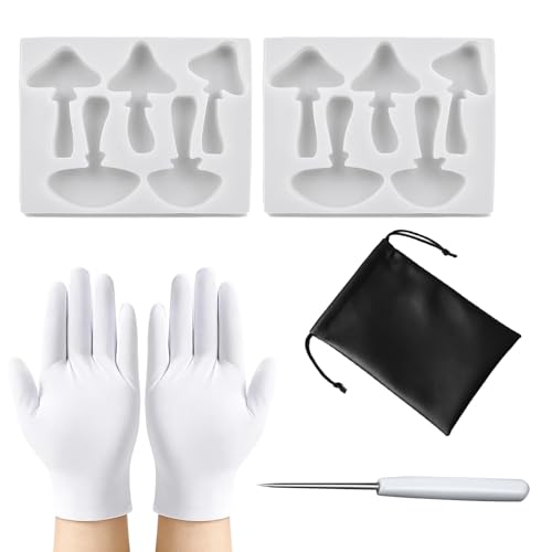 10 Stück Pilz Silikonformen Set, Silikonform Herbst Deko Zum Gießen - Für Kerzen, Epoxidharz & Gips - Inkl. Zubehör Für DIY Bastelarbeiten (Kerzenformen Silikon, Gießform Herbst) von MigWoo