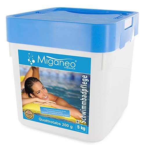 Miganeo Quattrotabs/Chlortabletten 200g - Multi-All-in-One 5 kg - Langsamlöslich | Effektiv | Neutralisierend & Stabilisierend von Miganeo