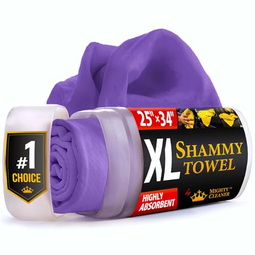 Mighty Cleaner Premium XL Shammy Handtuch für Auto – 86,4 x 63,5 cm – Super Saugfähiges Fensterleder – Flecken- und Kratzfrei – Wiederverwendbares Auto-Trockentuch von Mighty Cleaner
