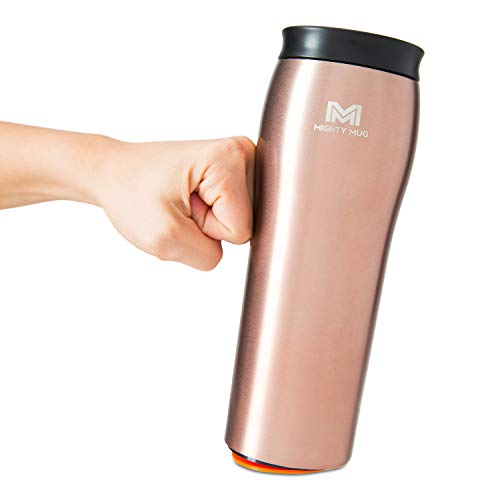 Mighty Mug - Edelstahl-Thermobecher mit Kippschutz, doppelwandig isoliert, hält Kaffee, Tee und Getränke 6 Stunden heiß, 24 Stunden kalt, auslaufsicher, BPA-frei, 473 ml, Roségold von Mighty Mug