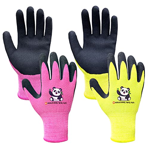 Migliore Wear 2 Paar Kinder Arbeitshandschuhe, Gartenhandschuhe Kinder, Latex Schutzhandschuhe mit Handflächenbeschichtung für 10-12 Jahre (L) von Migliore Wear