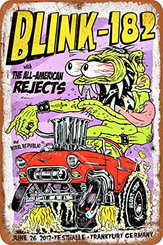 Blink 182 Wandposter aus Metall, Retro-Schild, Warnschild, Vintage, Eisen, Malerei, Dekoration, lustiges hängendes Handwerk für Restaurant, Club, Büro von Migsrater