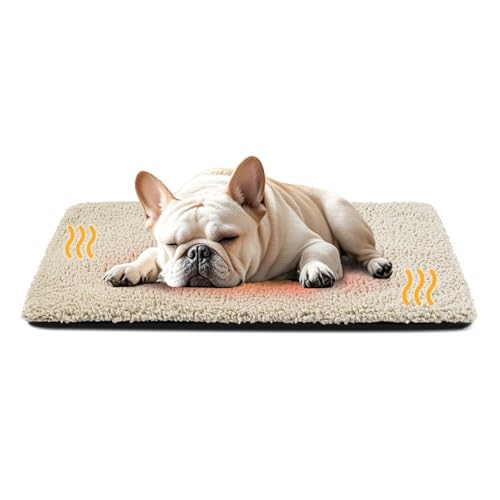 Miguel selbstheizendes Hundebett, 91 x 61 cm, selbstwärmende Hundematte mit abnehmbarem, waschbarem Bezug für kleine und mittlere Hunde (Hellbraun, L) von Miguel