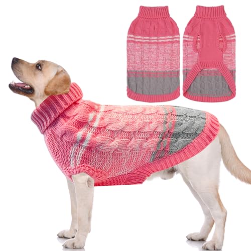 Mihachi Weicher und warmer Hundepullover – rosa Rollkragen-Strickpullover mit Loch für die Leine, Größe L Mihachi Weicher und warmer Hundepullover – rosa Rollkragen-Strickpullover mit Loch für die Leine, Größe L von Mihachi