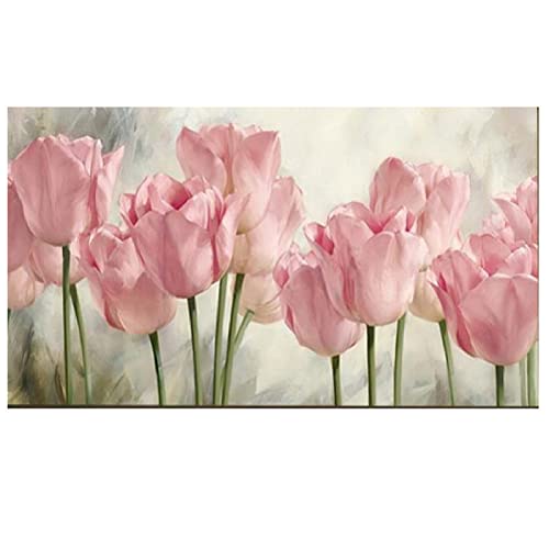 Mihaoe Diamond Painting Rosa Tulpen, 5D Diamant Painting Bilder Set, DIY Diamond Painting Vollbohrer, Groß Diamant Painting für Erwachsene Kinder, Mosaikherstellung Leinwand Wanddekoration 40x80cm von Mihaoe