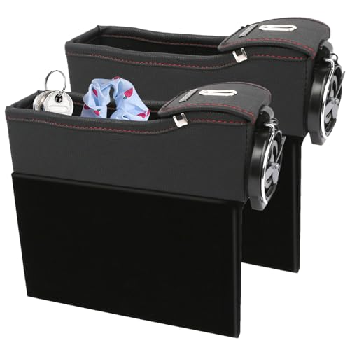 Mihauuke Auto Spalten Organizer Box - 2 Stück Seitenablage Für Mittelkonsole Mit Getränkehalter,Seitenfüller mit Getränkehalter & Aufbewahrung für Karten, Handys, Schlüssel Mihauuke Auto Spalten Organizer Box - 2 Stück Seitenablage Für Mittelkonsole Mit Getränkehalter,Seitenfüller mit Getränkehalter & Aufbewahrung für Karten, Handys, Schlüssel von Mihauuke