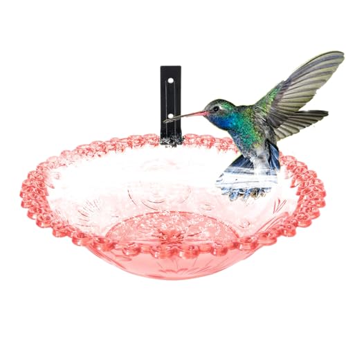 Mihauuke Garten Vogeltränke - Wandmontiertes Vogelfutterstelle Für Den Außenbereich - 23 cm Blumenform Transparentes Becken Für Äste Garten Terrasse von Mihauuke