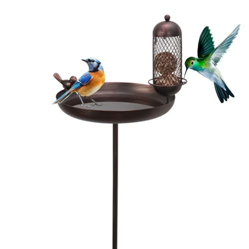 Mihauuke Gartenvogelbad | Retro Vogeltränke Mit Pfahl-Dekoration | Stehender Futterplatz Rostfeste Vogeltränkenschale Gartendekoration Mihauuke Gartenvogelbad | Retro Vogeltränke Mit Pfahl-Dekoration | Stehender Futterplatz Rostfeste Vogeltränkenschale Gartendekoration von Mihauuke