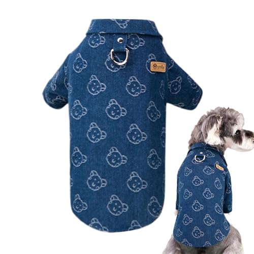 Mihauuke Hunde-Tshirt,Denim-Welpenhemden für kleine Hunde und Jungen - Warme Hundebekleidung, weiche Welpenkleidung, süße Hundekleidung für Reisen, Welpen, Haustiere von Mihauuke