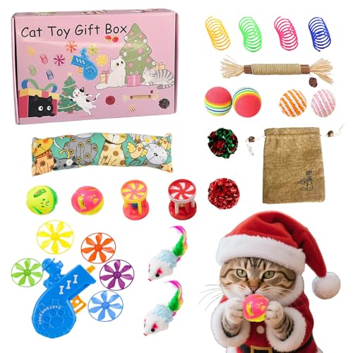 Mihauuke Interaktive Spielzeuge für Katzen - Interaktiver Hüpfball Mit Weihnachtsmotiv Für Katzenwelpen | Kratzfestes Katzen Spielzeug-Set, Zubehör Für Kleine Mittelgroße Große Mihauuke Interaktive Spielzeuge für Katzen - Interaktiver Hüpfball Mit Weihnachtsmotiv Für Katzenwelpen | Kratzfestes Katzen Spielzeug-Set, Zubehör Für Kleine Mittelgroße Große von Mihauuke