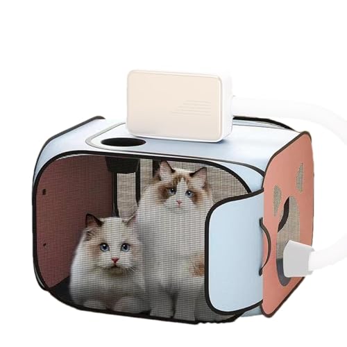 Mihauuke Katzen-Trockenbox, Trockenkäfig für Hunde - Tragbarer, Faltbarer Trockenkistenkäfig - Katzen-Trockenraum, schnell trocknende Tasche, Hunde-Bade- und Pflegezelt für Katzen und kleine Hunde, von Mihauuke