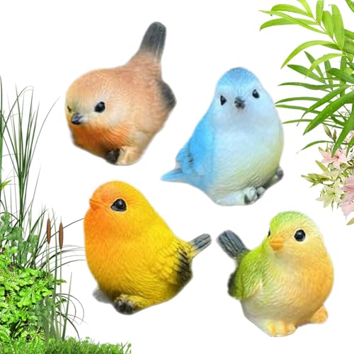 Mihauuke Kleine Vogel Figuren - 4er-Set Vogelfiguren Garten Deko | Realistische Resin-Skulptur, Deko Spatzen Für Haus Wohnung Garten Terrasse Rasen Blumenbeet Mihauuke Kleine Vogel Figuren - 4er-Set Vogelfiguren Garten Deko | Realistische Resin-Skulptur, Deko Spatzen Für Haus Wohnung Garten Terrasse Rasen Blumenbeet von Mihauuke