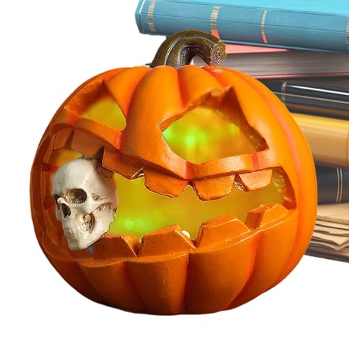 Mihauuke Kürbis Für Innenbereich, Kürbislaterne Mit Totenkopf Deko, Gruselige Dekoration Für Halloween Zuhause Party Schreibtisch Tischdekoration von Mihauuke