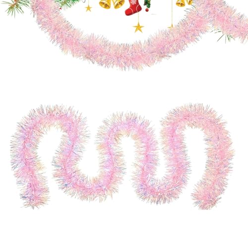 Mihauuke Rosa Girlande | 198 cm Rosa Irisierende Weihnachtsbaum-Girlande | Hintergrund Deko Für Feier Wanddeko Für Hochzeit Halloween Thanksgiving Feiertage von Mihauuke