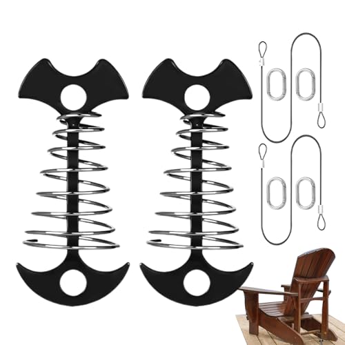 Mihauuke Terassenmöbel Befestigungsanker | Fischgrathaken Für Outdoorbereich,2 Stück Bodenhaken Aus Aluminiumlegierung Mit 4 Karabinern Und 2 Seilen Für Campingzelt Grilltische Surfboards von Mihauuke