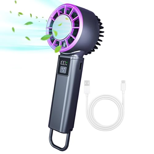 Mihauuke Tragbarer Hand Fan | Kompakter Reise Und Schreibtisch Ventilator | 2000mAh 5 Stufen Verstellbar Zubehör Für Reisen Camping Heißes Wetter Sport Büro von Mihauuke