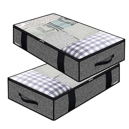 Mihauuke Unterbett Aufbewahrungsbox | Durchsichtige Kleiderorganizer-Tasche - 2 Stück Staubdicht Faltbar Atmungsaktiv Für Schlafzimmer Wohnzimmer Reise Wohnwagen Wäscheschrank von Mihauuke
